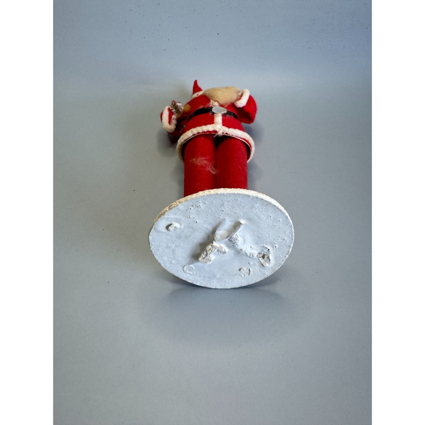 Vintage Japan Santa Claus Figure Spun Cotton Beard Paper Mache Candle Flocked 7"