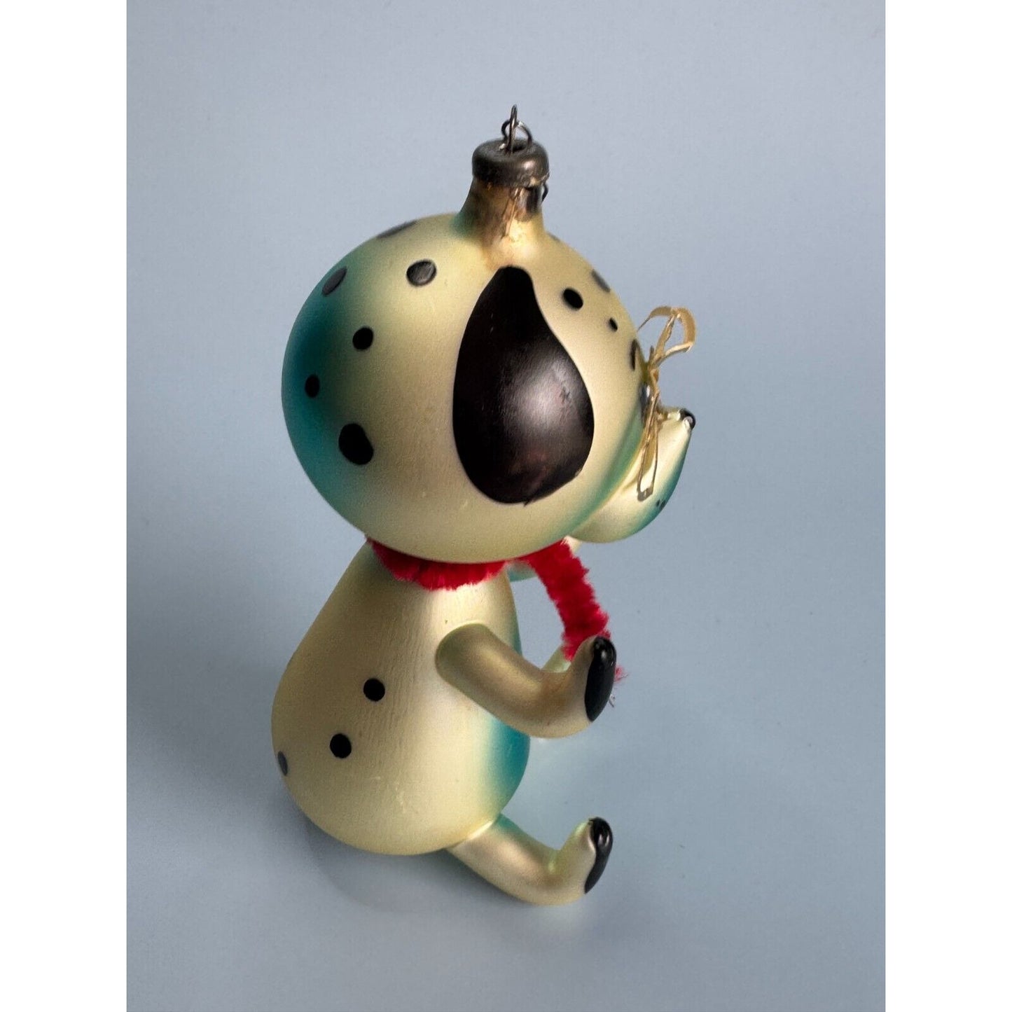 Vintage Soffieria DCarlini Italy Dalmation Hand Blown Glass Ornament 5" C1965