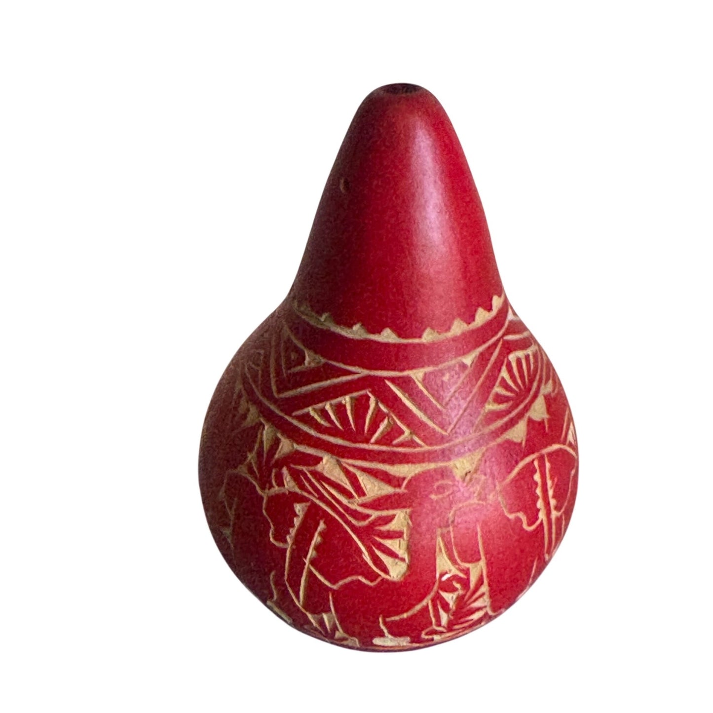 Mexican Folk Art Nativity Gourd Ornament Handcrafted Ornament Signed 2008 4 1/4"