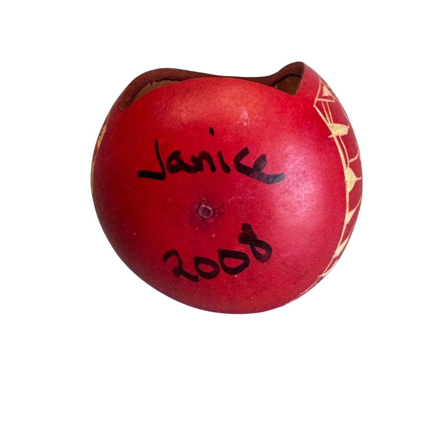 Mexican Folk Art Nativity Gourd Ornament Handcrafted Ornament Signed 2008 4 1/4"