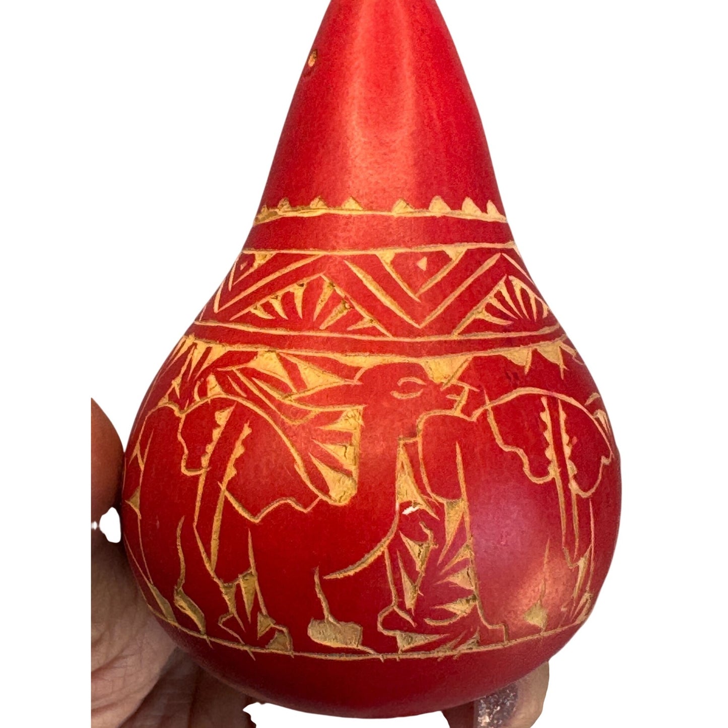 Mexican Folk Art Nativity Gourd Ornament Handcrafted Ornament Signed 2008 4 1/4"