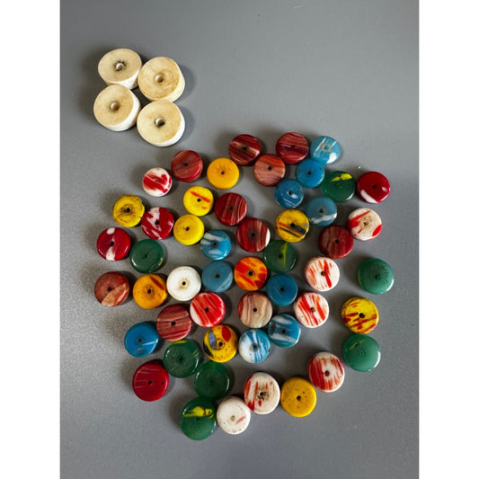 Vintage African Trade Beads Lot Disc Spacers Multicolor Mixed Materials 10-20mm