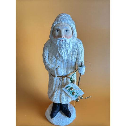 Dept 56 Belsnickle Father Frosty Tall White Santa Figurine w/Tag 13 1/2"