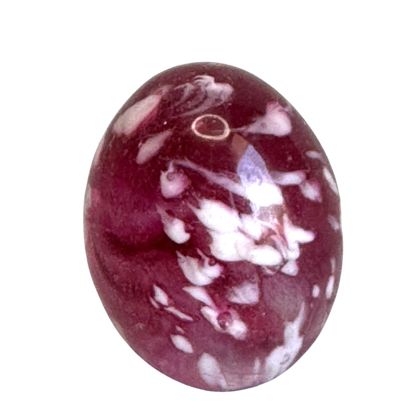 Art Glass Egg Cranberry White Mottled Swirl Decorative 3"