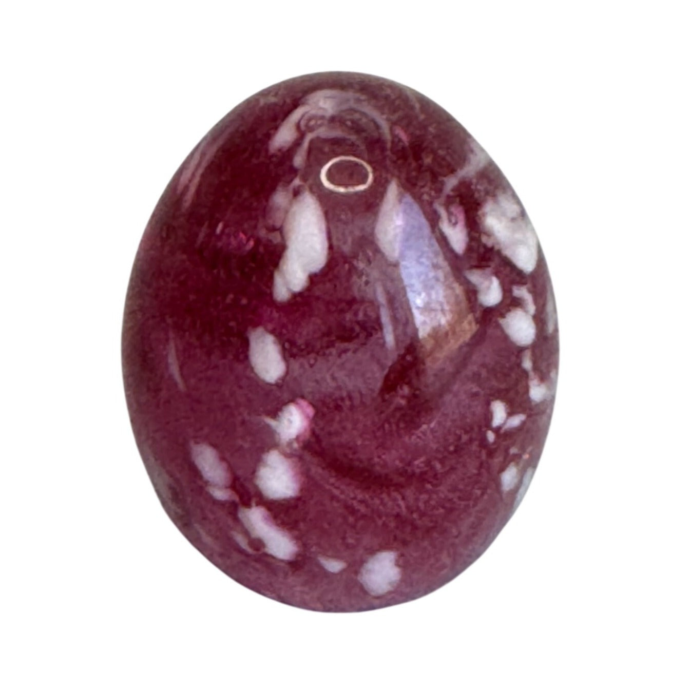 Art Glass Egg Cranberry White Mottled Swirl Decorative 3"