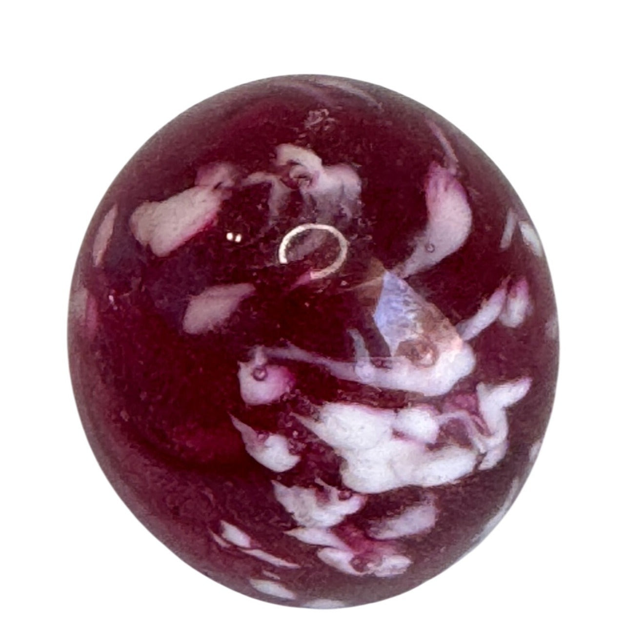 Art Glass Egg Cranberry White Mottled Swirl Decorative 3"