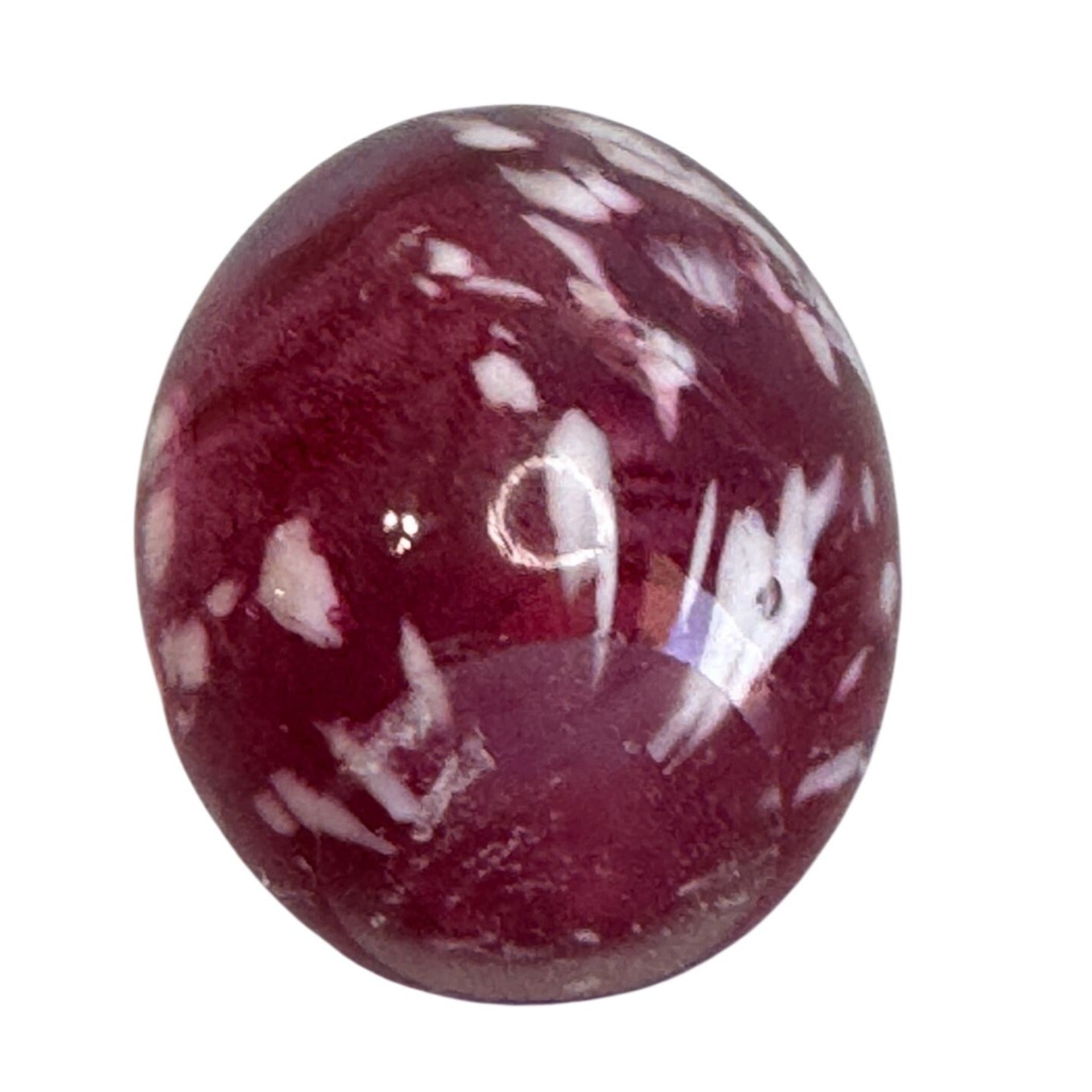 Art Glass Egg Cranberry White Mottled Swirl Decorative 3"