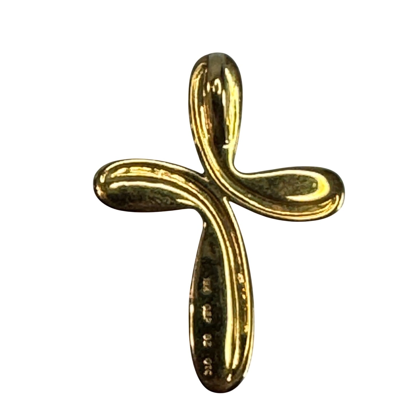 18K Gold Plated Cross Pendant With Sparkling Clear & Gold Crystals Italy OTC BZ