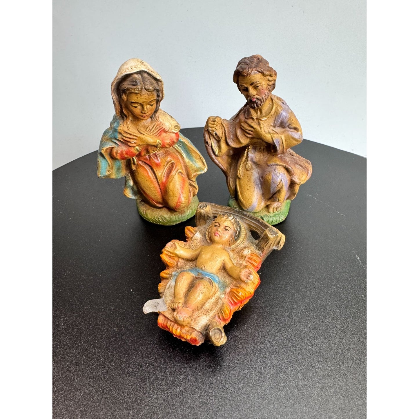 Vintage Italian Nativity Set 12 Pieces Including Creche 4" Scale Italy