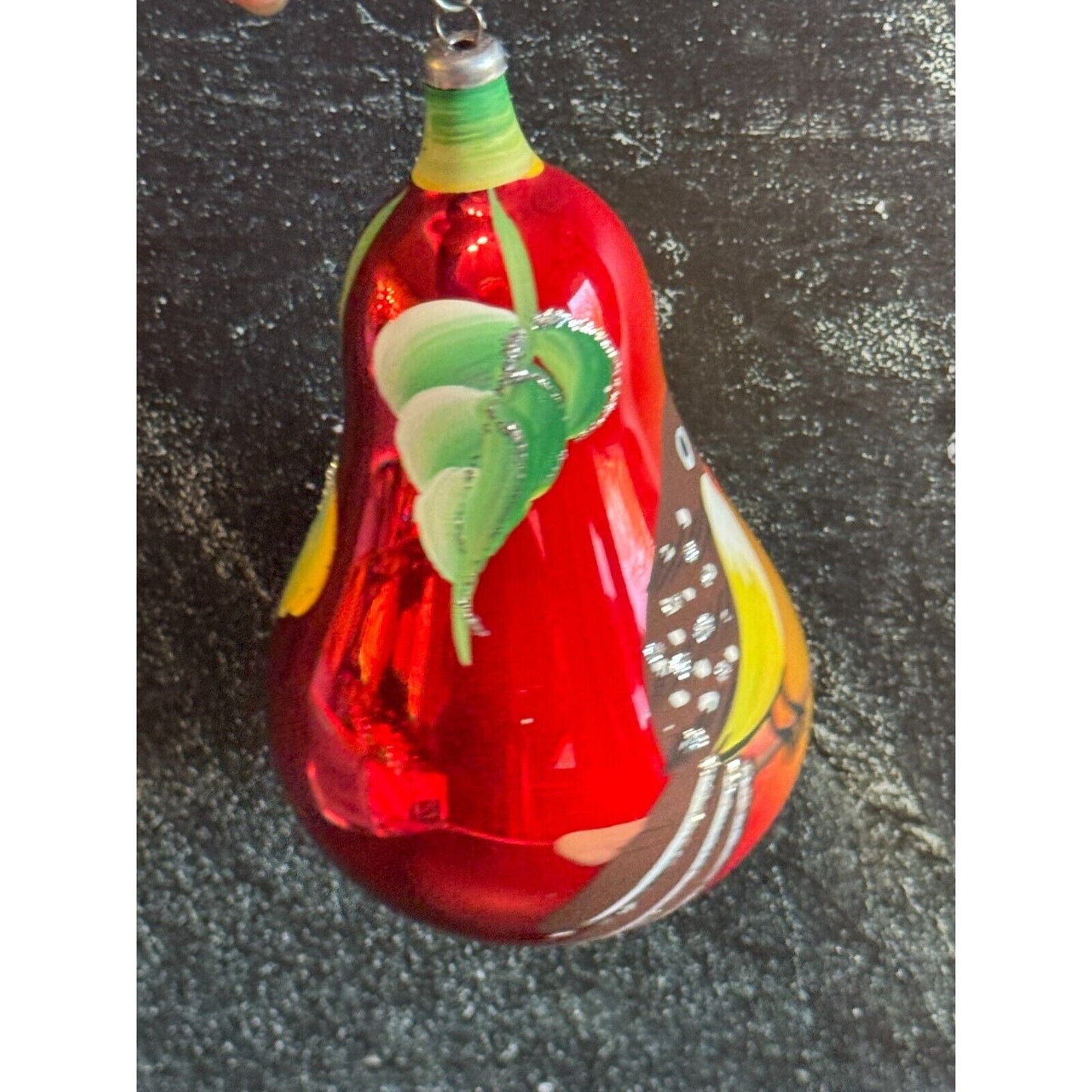 Vintage Soffieria De Carlini Italy Partridge in a Pear Tree Blown Glass Ornament