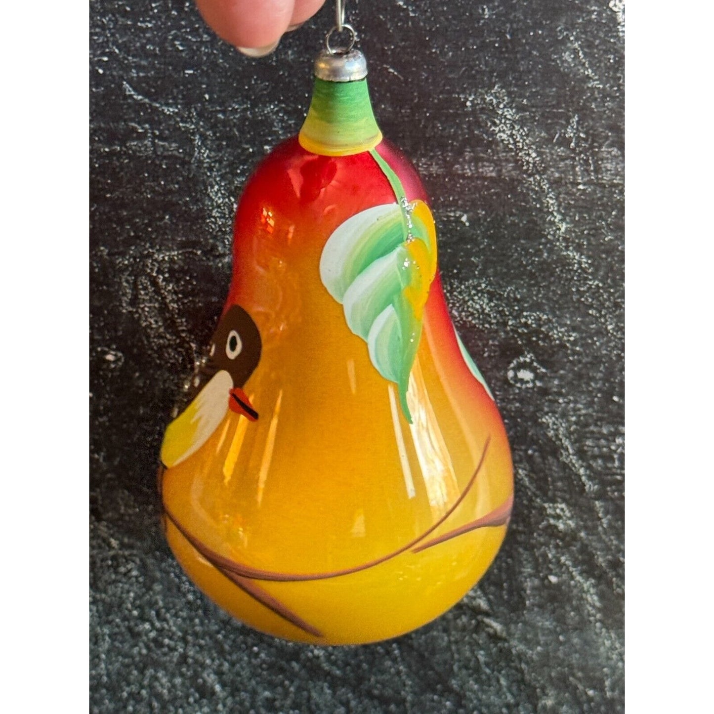 Vintage Soffieria De Carlini Italy Partridge in a Pear Tree Blown Glass Ornament