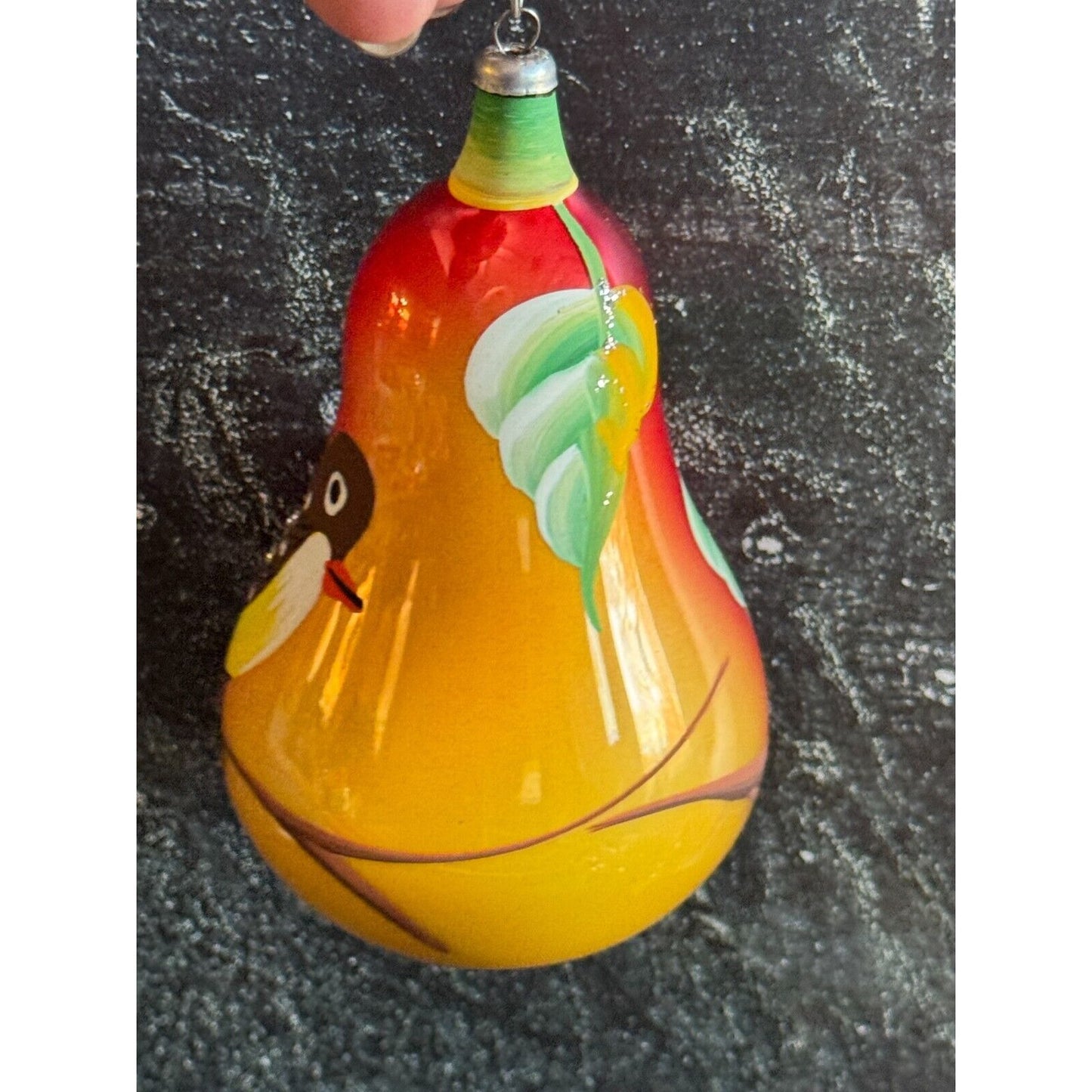 Vintage Soffieria De Carlini Italy Partridge in a Pear Tree Blown Glass Ornament