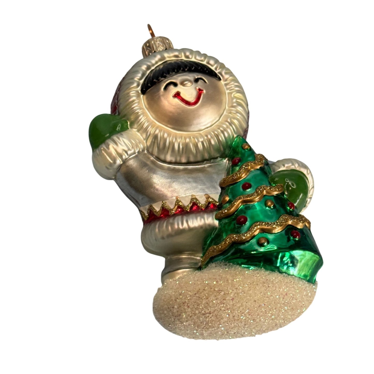 Crown Reflections Blown Glass Frosty Friends Eskimo & Penguin Christmas Ornaments In Keepsake Box