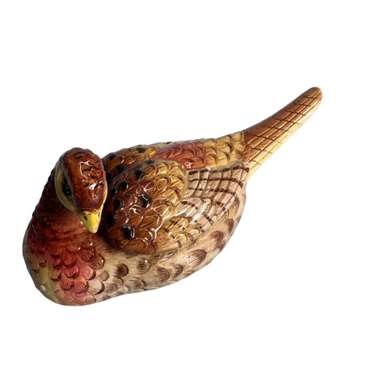 Fitz And Floyd Essentials Pheasant Trinket Box 9" Long Handcrafted Ceramic