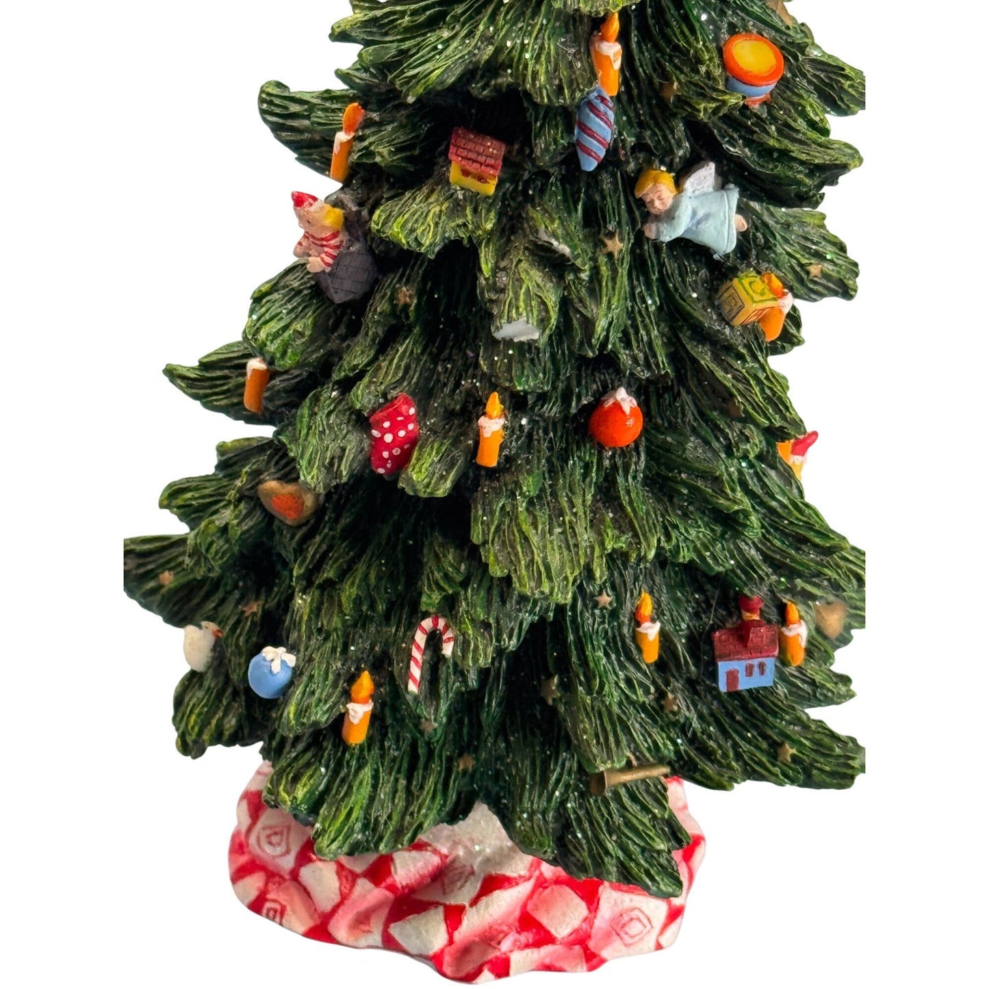 Pipka Christmas Tree Figurine 9 3/4" Angel Topper W/Ornaments Holiday Decoration