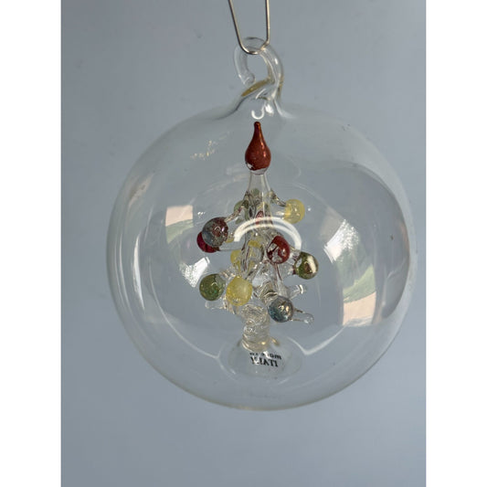 Soffieria Parise Vintage Blown Glass Christmas Ornament W/ Tree Made In Italy
