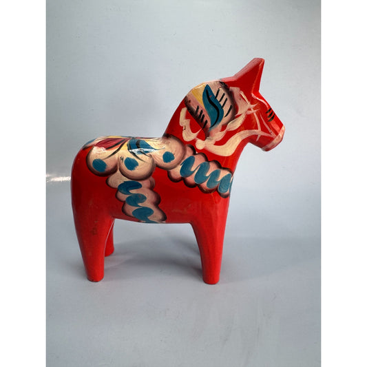 Rare Swedish Red Dala Siljan's Horse By Nils Olsson Hand-Painted Folk Art 7"