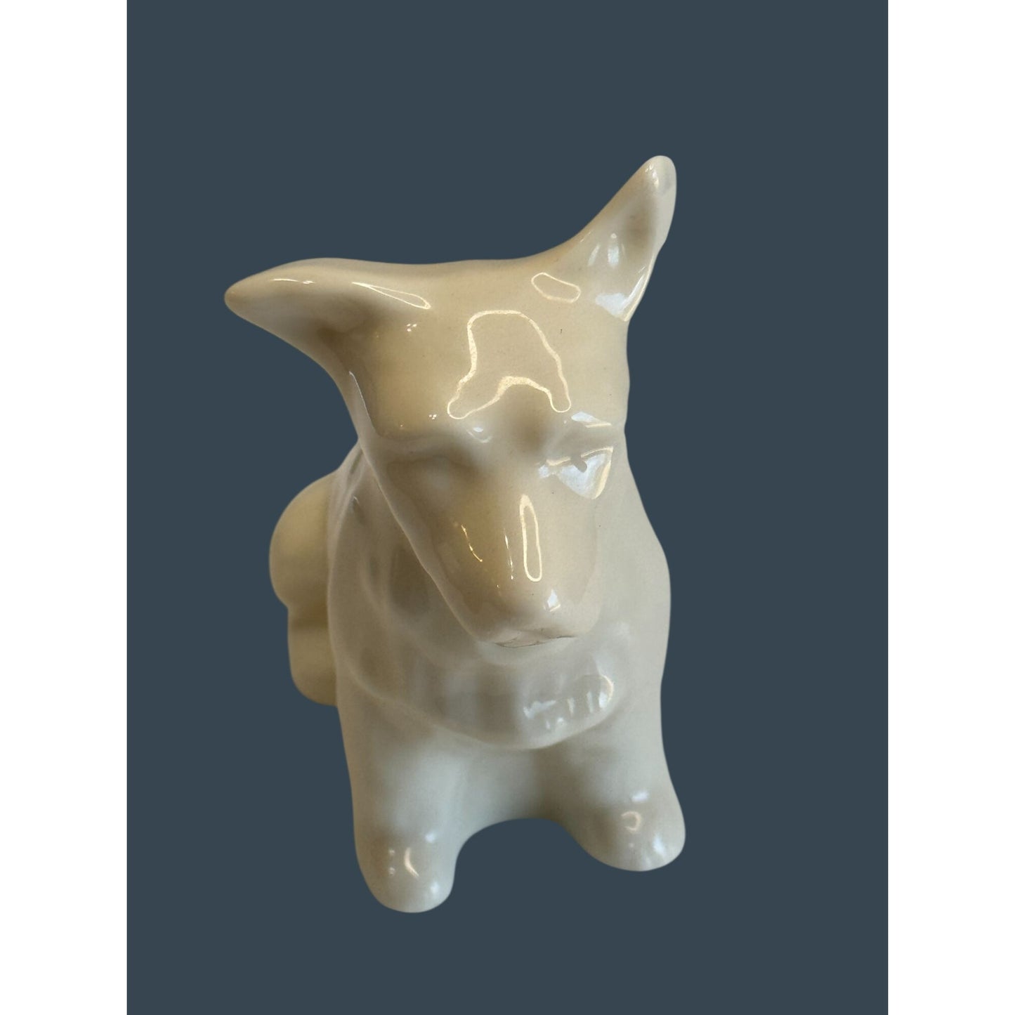 Belleek Scottish Terrier Dog Figurine Irish Porcelain Cream Glaze Marked 5" x 4"