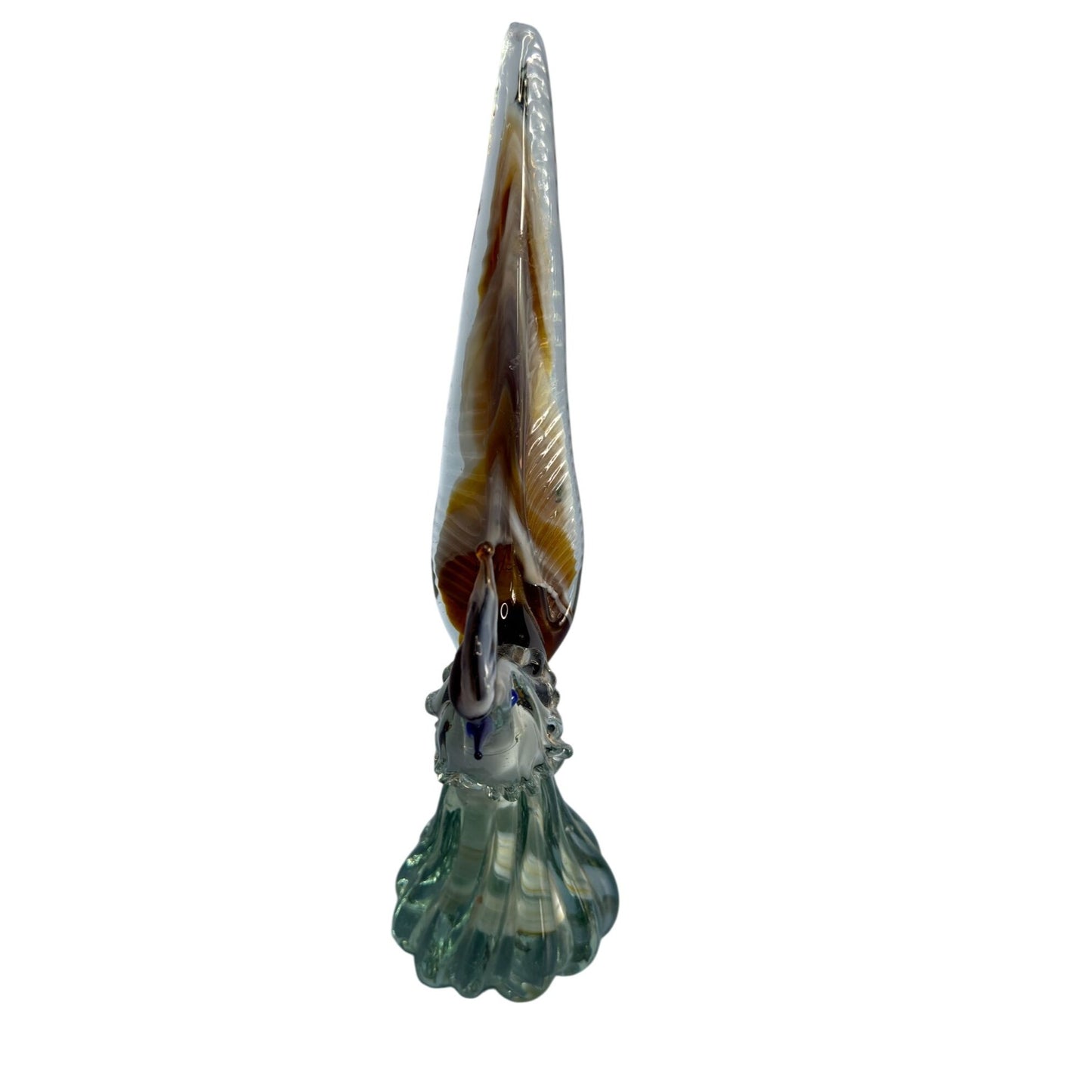 Murano Mid-Century Handblown Art Glass Pheasant Figurine 9" Amber Brown & Clear