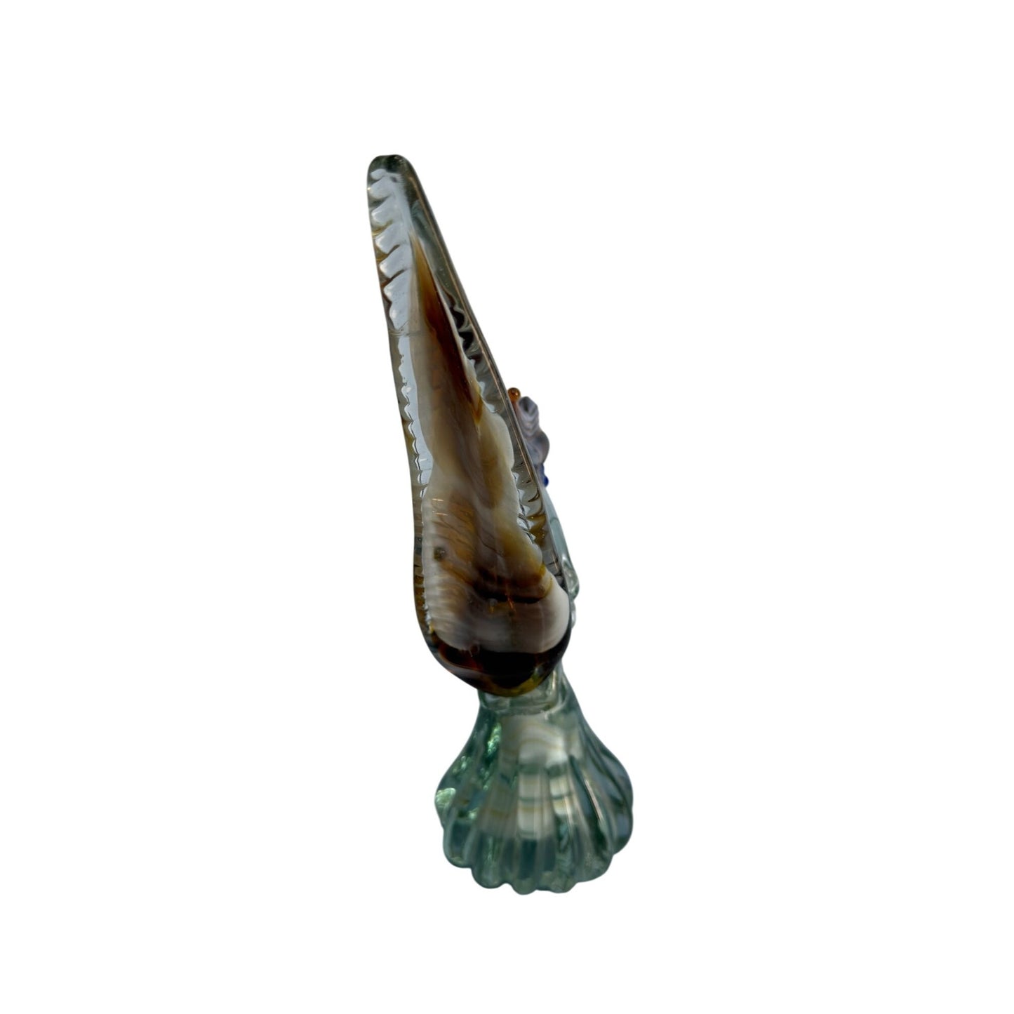 Murano Mid-Century Handblown Art Glass Pheasant Figurine 9" Amber Brown & Clear