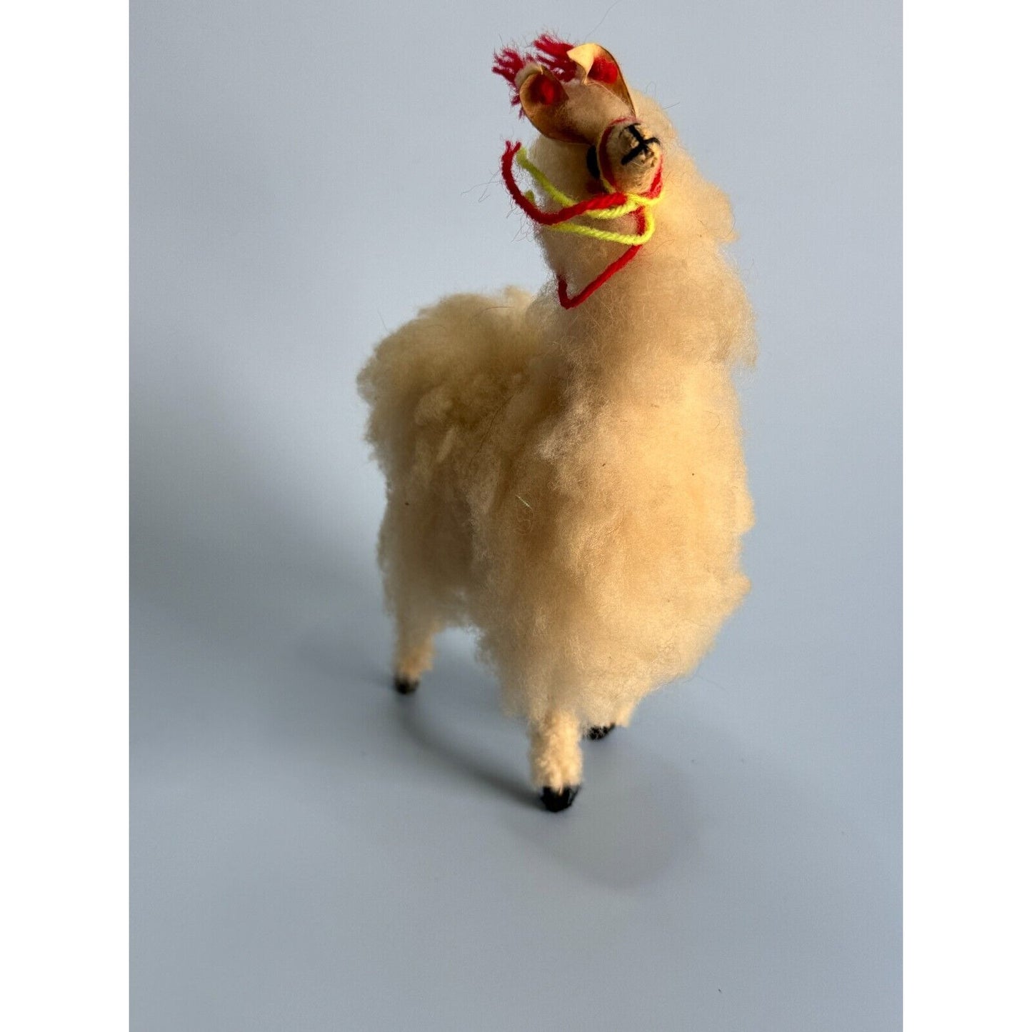 Vintage Peru Stuffed Llama Alpaca 5” Real Llama Fur C1980's 7" x 5"