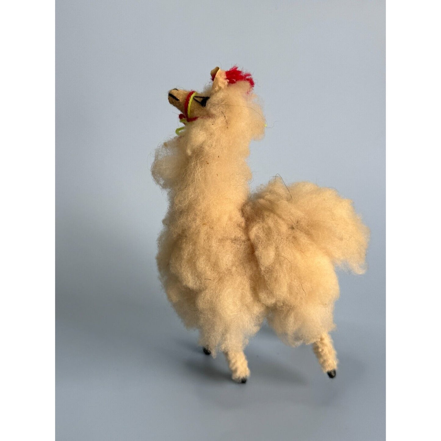 Vintage Peru Stuffed Llama Alpaca 5” Real Llama Fur C1980's 7" x 5"